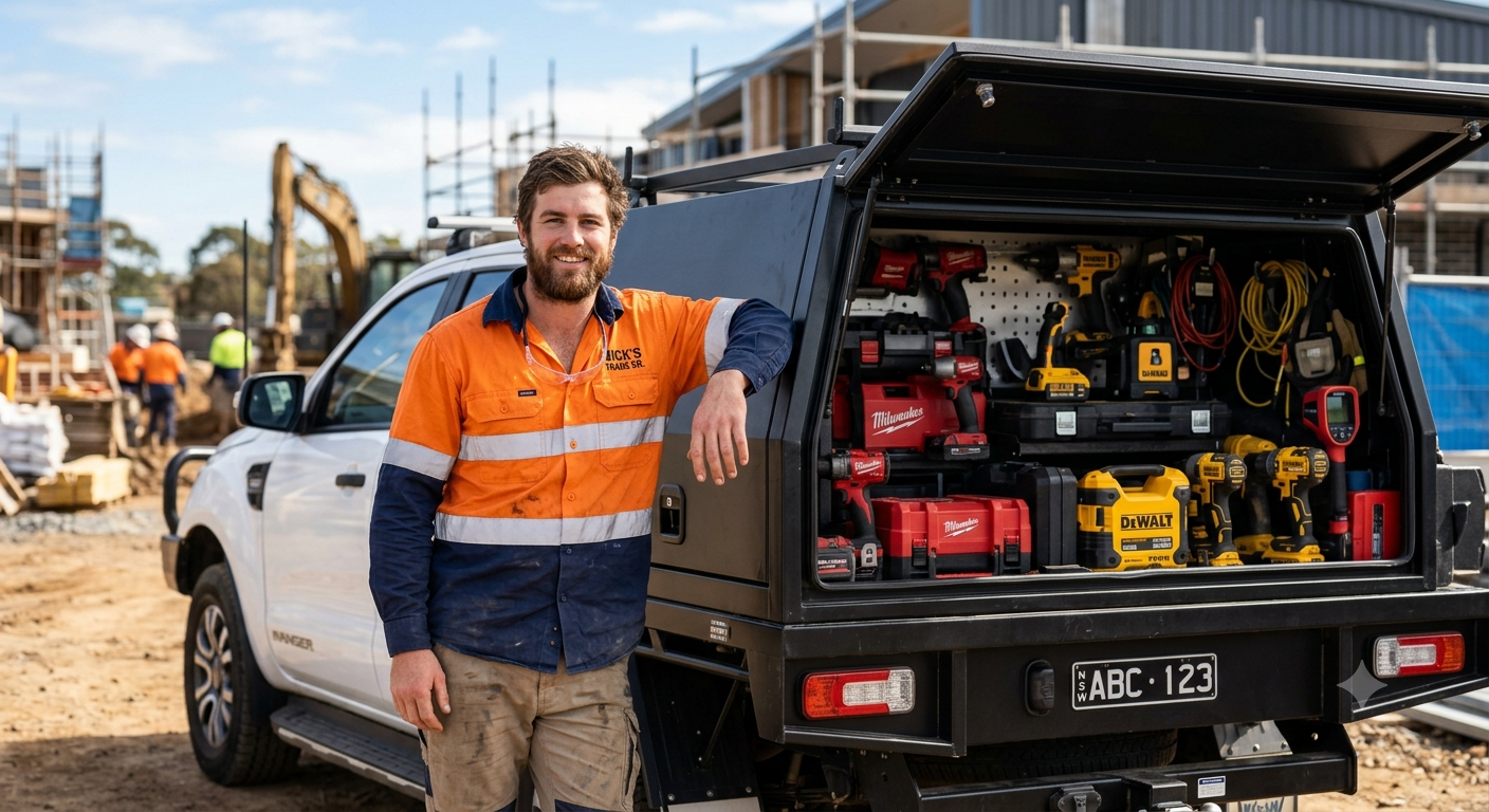 A high-quality, professional photo of an Australian tradie