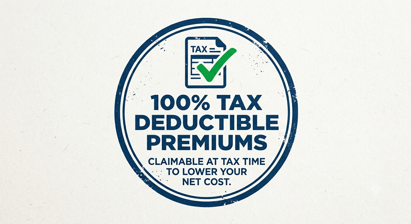 Tax-deductible badge highlighting Australian tax benefits for tradespeople paying income protection premiums.