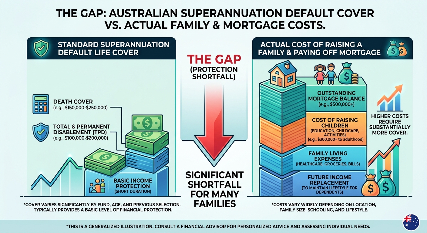 Chart showing the shortfall of default superannuation life insurance.