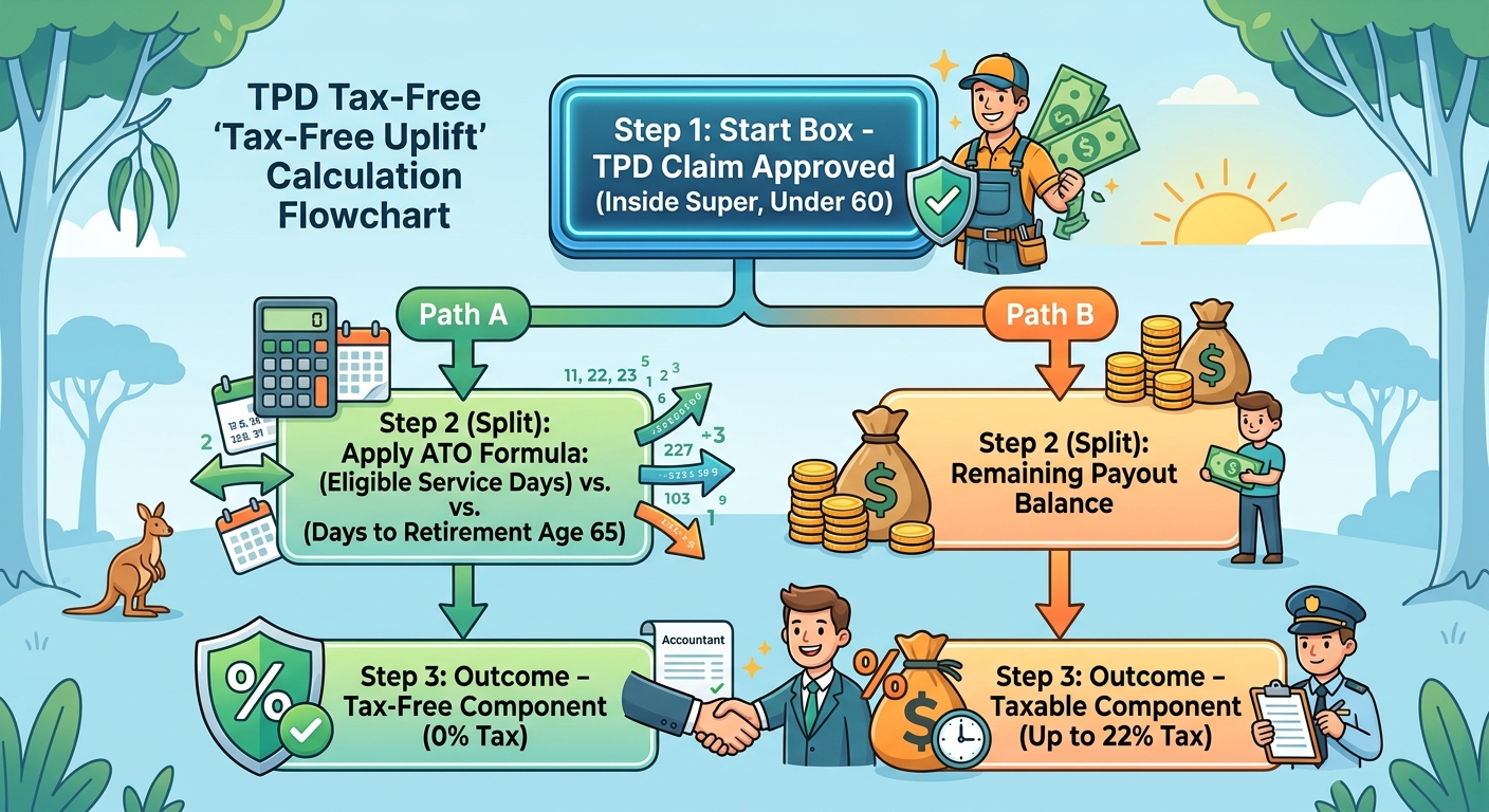 A simple, illustrative flowchart that breaks down the "Tax-Free Uplift" calculation mentioned in the post.
